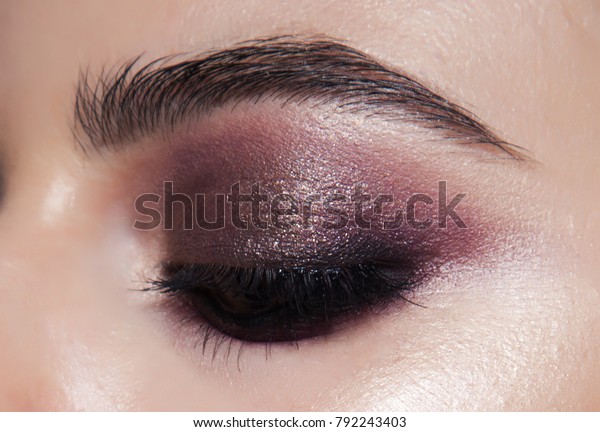 Closeup Smokey Eyes Makeup Purple Makeup Stock Photo Edit Now