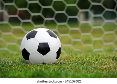 Close-up Soccer Ball On Green Grass