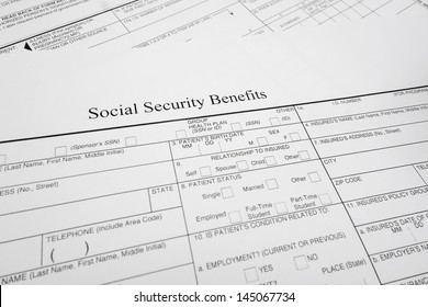 Closeup Of A Social Security Benefits Form