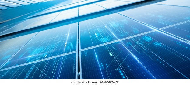 Close-up of Solar cell farm power plant eco technology.landscape of Solar cell panels in a photovoltaic power plant.concept of sustainable resources. - Powered by Shutterstock