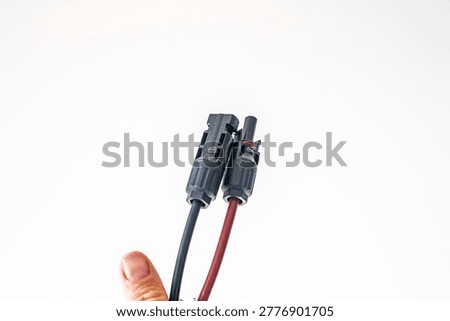 Close-up solar connector for parallel connection, 30A, 1000V, photovoltaic sockets for solar panel cables, on a table