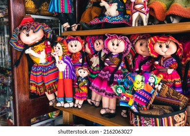 Close-up Of Souvenirs Of Peru, In A Market Of Cusco