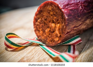 A Close-up Of A Spicy Hungarian Salami