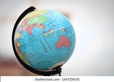 Closeup Spinning World And Earth Globe 