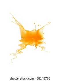 Closeup of splashing orange beverage on white background - Shutterstock ID 88148788