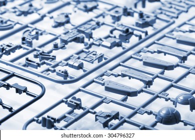 Closeup Sprue Or Injection Molding Of Toy