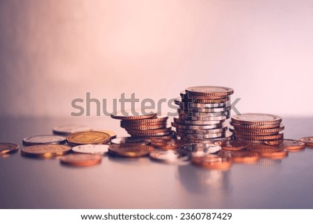 Closeup  stack coins using as business banking and financial concept