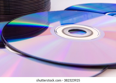 Closeup of a stack compact discs (CD/DVD)