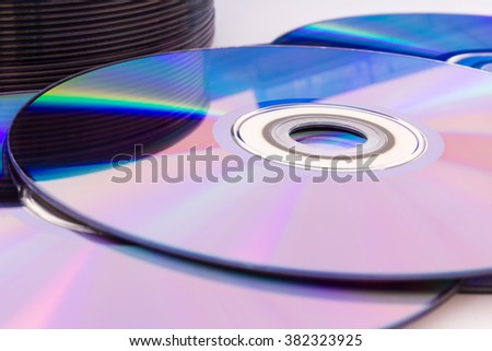 Closeup of a stack compact discs (CD/DVD)