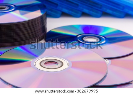 Closeup of a stack compact discs (CD/DVD)