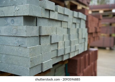 Close-up Of A Stack Of Recycled Beams Made From Plastic Waste