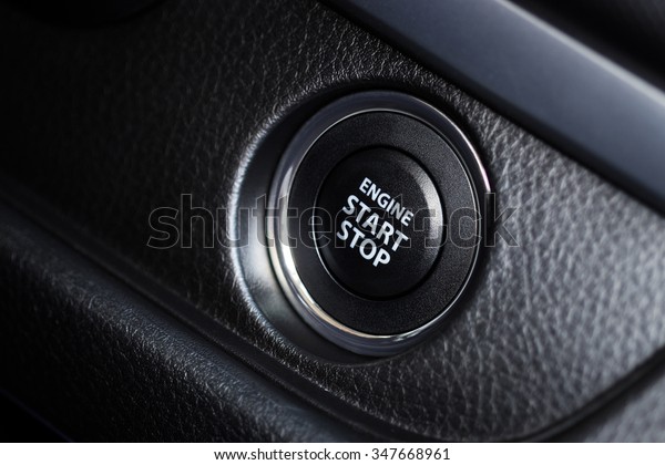 closeup start engine\
button of modern car