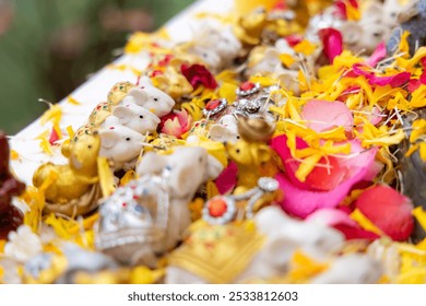 Close-up statue of the mouse Mushika for those who worship this god Ganesha. Worship by asking for blessings and giving the mouse as a vehicle to Ganesha. - Powered by Shutterstock