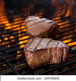 Closeup Of A Steak On Grill