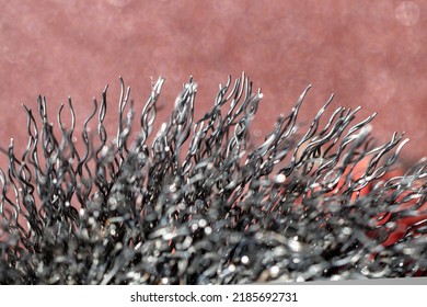 Close-up Of A Steel Cheek For Metal, Macro Photography, Many Small Metal Needles