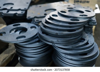 Close-up Of A Steel Part From A Fiber Optic Laser Cutting Machine For Metal. 