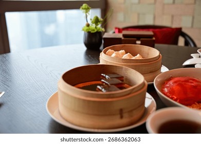 Close-up of stemed red dates cake, red date pudding. Chinese sweet and desserts.Traditional and common food in Yam Cha Culture. Chinese culture and Chinese cuisine. Food and beverage concept.