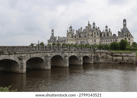Close-up stonework, château and stone bridge