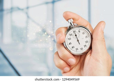 Close-up Stopwatch in Human Hand, Timer