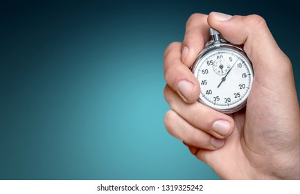 Close-up Stopwatch In Human Hand, Timer