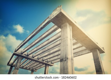 closeup structure of bridge under construction