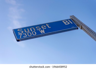 Close-up Of Sunset Boulevard Sign, Los Angeles, CA.