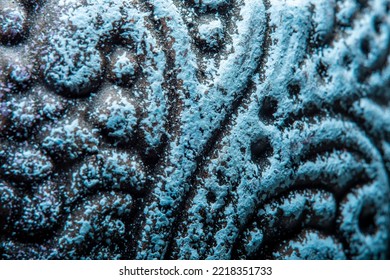 Close-up of the surface of an old homemade jug. The wall of a handmade vessel painted with paint in soft focus at high magnification. - Powered by Shutterstock