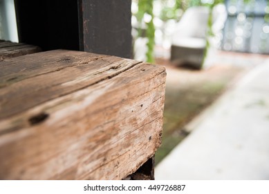 Close-up Of A Table Corner , Vintage Solid Wood Furniture Detail