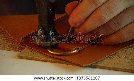 Similar – Image, Stock Photo Factory worker handling threads in a yarn production setup