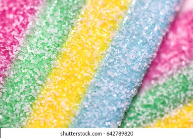 Closeup Of Tasty Sour Sweet Candy Texture, Background