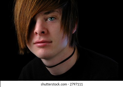 Close-up Of Teenager Over A Black Background