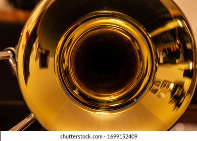 closeup of tenor trombone on the table - Shutterstock ID 1699152409