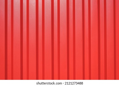 Closeup Texture, Background. Red Sheet Metal Profile