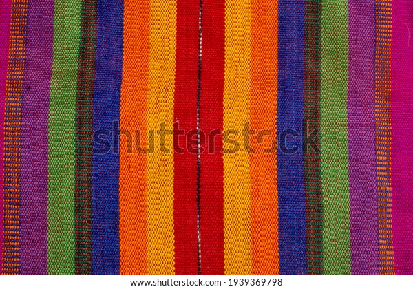 Closeup texture and pattern of colorful Maya\
tribe from Guatemala\
textile