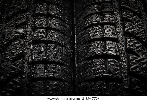 Close-up texture of\
tires with water drops\
\
