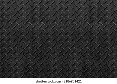 Closeup Of Textured Black Metal Diamond Plate.