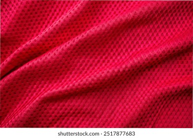 Close-up of a textured red fabric, showcasing the weave of a sports jersey, ideal for football apparel - Powered by Shutterstock