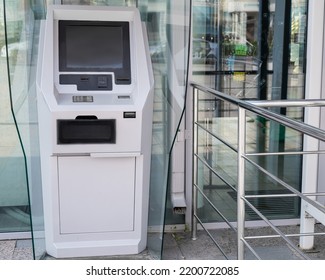 Close-up Of A Ticket Vending Machine With A Blank Black Screen