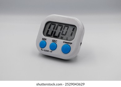 Close-up of a timer displaying 1 second, capturing the precise moment with clear digits and minimalistic design