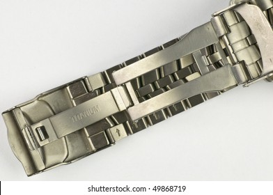 Closeup Of Titanium Double Clasp Watch Bracelet