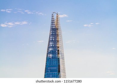 Close-up Of The Top Of The Shard - London,England, 5th August 2018