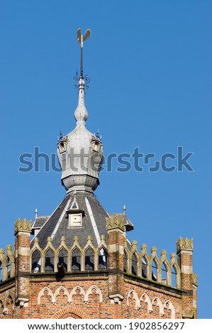 Closeup of the top of the tower of the Sint-Maartenskerk in Elst in the Netherlands Stock photo © 