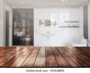 closeup top wood table with Blur Background - Shutterstock ID 493418890