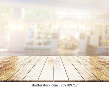 closeup top wood table with Blur Background - Shutterstock ID 739789717