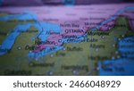 Closeup of Toronto in sharp focus on world map.