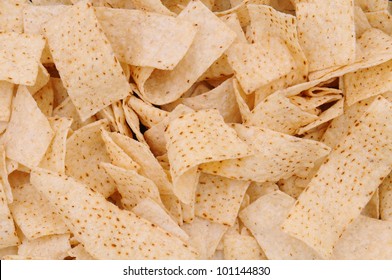 Closeup Of Tortilla Strips, Fills The Frame.