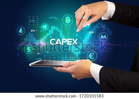 Close-up of a touchscreen with CAPEX inscription, business opportunity concept