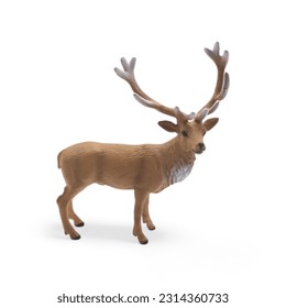 Close  up Toy stag miniature side view White background