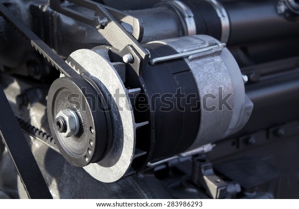 Closeup of
transmission belt on car
engine