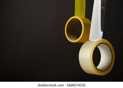 Closeup Transparent Yellow Adhesive Tapes Against Stock Photo Shutterstock